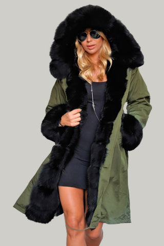 Fashion Winter Warm Fur Collar Hooded Coat