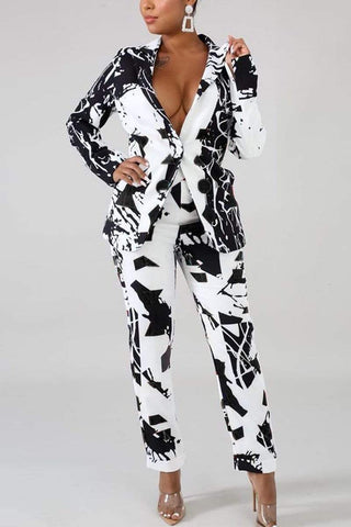 Fashion Casual Abstract Print Two Pieces