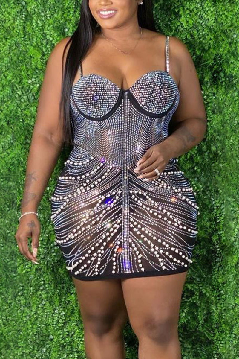 Online-clothing-plus-size-sequin-mini-dresses-sleeveless-sling