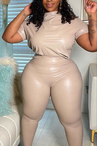 Free-shipping-online-clothing-pre-sale-plus-size-pu-leather-long-sleeve-solid-leggings-pants-two-pieces-set