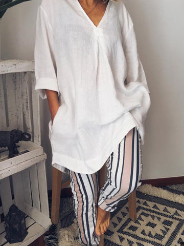 Long Sleeve V Neck Casualdress