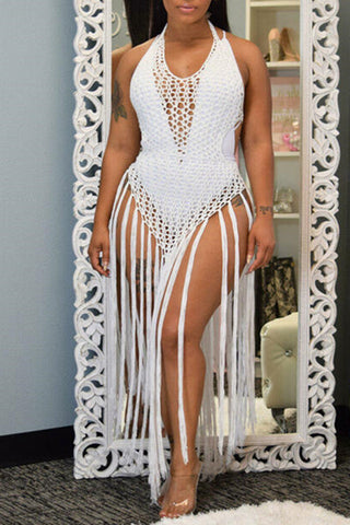 Online-clothing-plus-size-sexy-sleeveless-hollow-out-crochet-tassel-dress