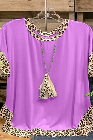 Leopard Patchwork Round Neck T-Shirt