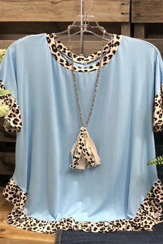 Leopard Patchwork Round Neck T-Shirt