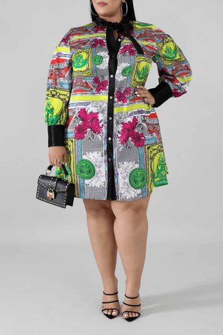 Large Size Fashion Print Dress