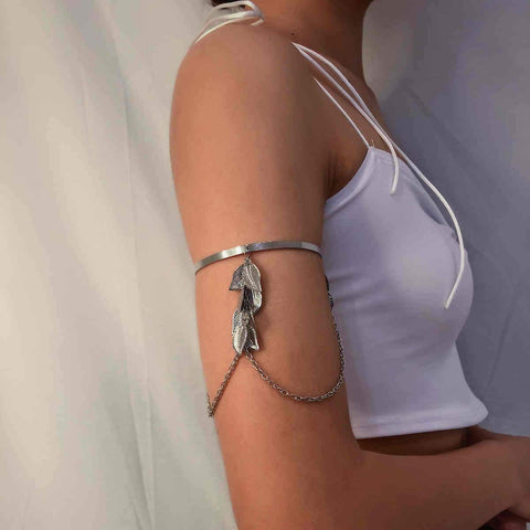 Leaf Tassel Chain Adjustable Arm Bracelet