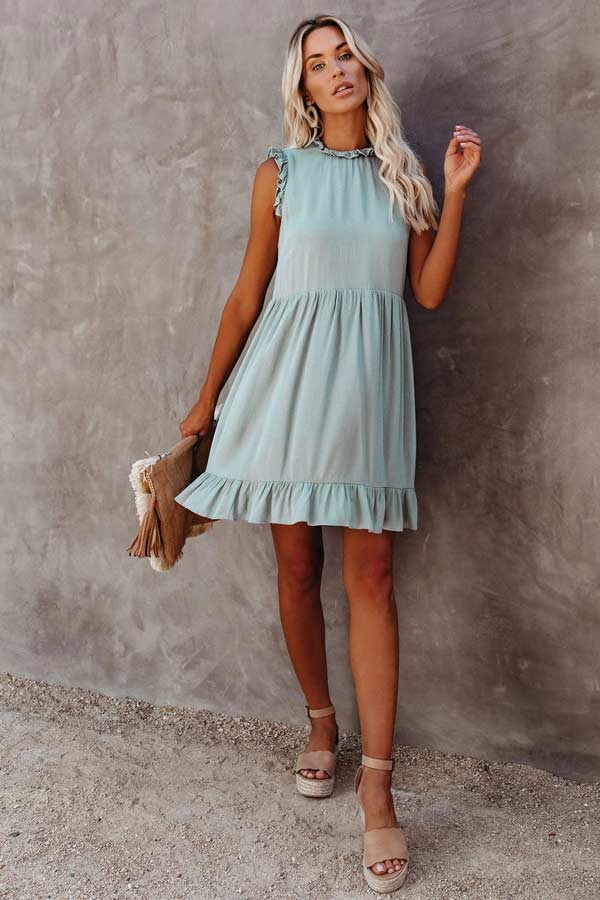 Lovely Sleeveless Ruffled Mini Dress