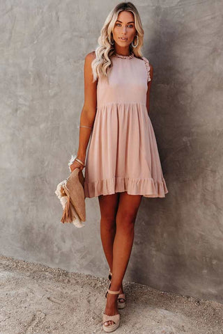 Lovely Sleeveless Ruffled Mini Dress