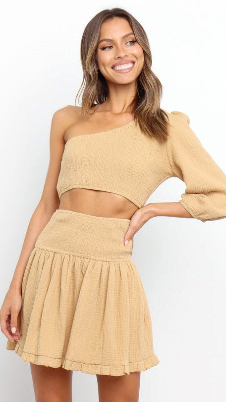 beige-one-shoulder-top-and-skirt-matching-sets-1