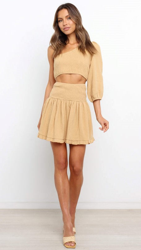 beige-one-shoulder-top-and-skirt-matching-sets-1