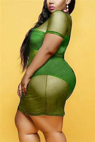 Plus Size Sexy See-through Dress（without underwear）
