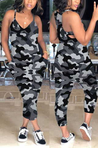 Sexy Camouflage Printed Sling Jumpsuit