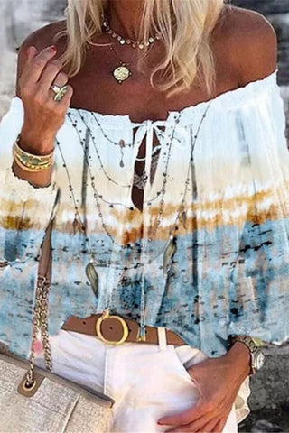 Sexy Colorful Print One Neck Chiffon Blouse