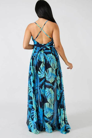 Sexy Deep V Backless Chiffon Dress