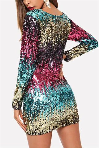 Sexy Deep V Sequin Dress