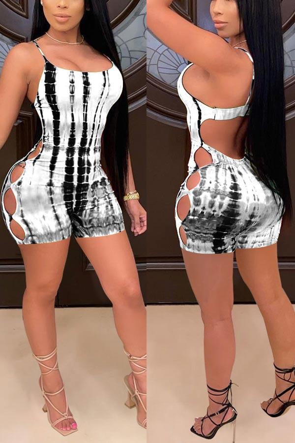 Sexy Digital Printed Backless Romper