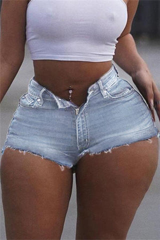 Sexy Hot Solid Bandage Buttons Denim Shorts