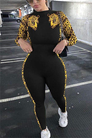 Sexy Leopard Print  Regular Jumpsuits