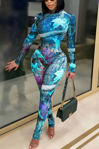 Sexy Print See-through Jumpsuits