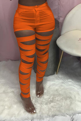Sexy Skinny Ripped Solid Color Trousers