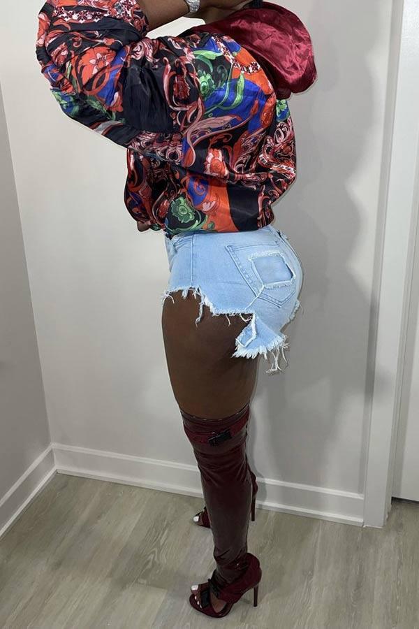 Sexy Solid Color Denim Shorts