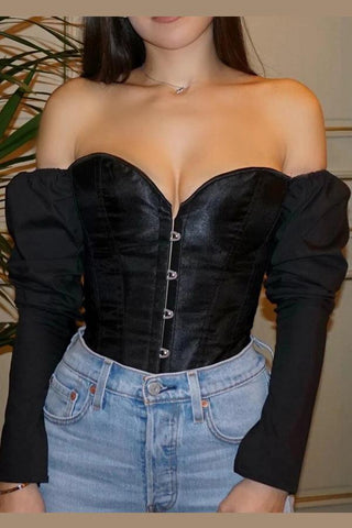 Sexy Solid Color Off-shoulder Skinny Tops