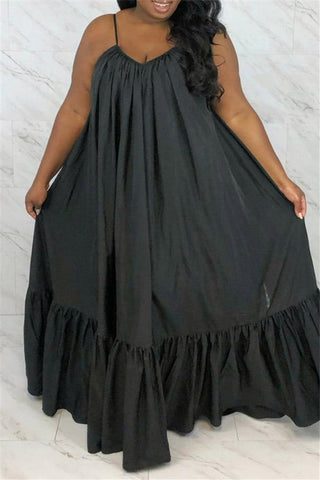 Sexy Solid Loose Sling Plus Size Dress