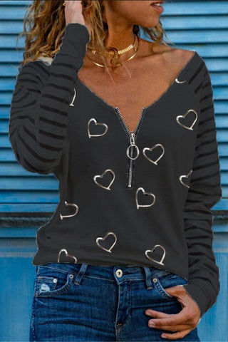 Sexy V Neck Zipper Collar Basic Top