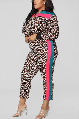 Slim Trendy Leopard Two-Piece Suit
