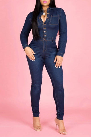 Tight Denim Jumpsuit