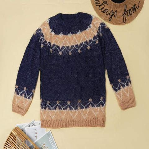 Loose knitted Contrast Sweater ( 3 Colors )