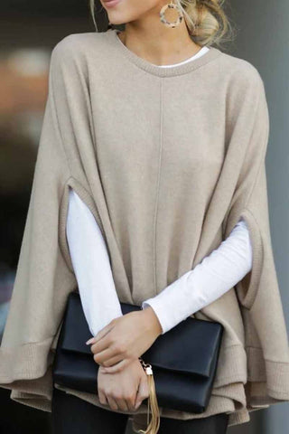 Rodress-cape-loose-crew-neck-sweater