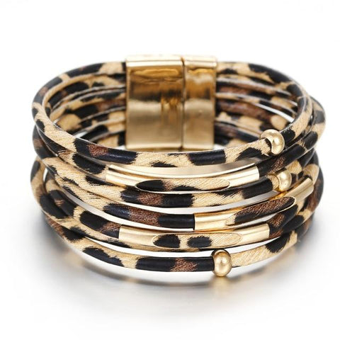 Boho Leopard Leather Bracelets